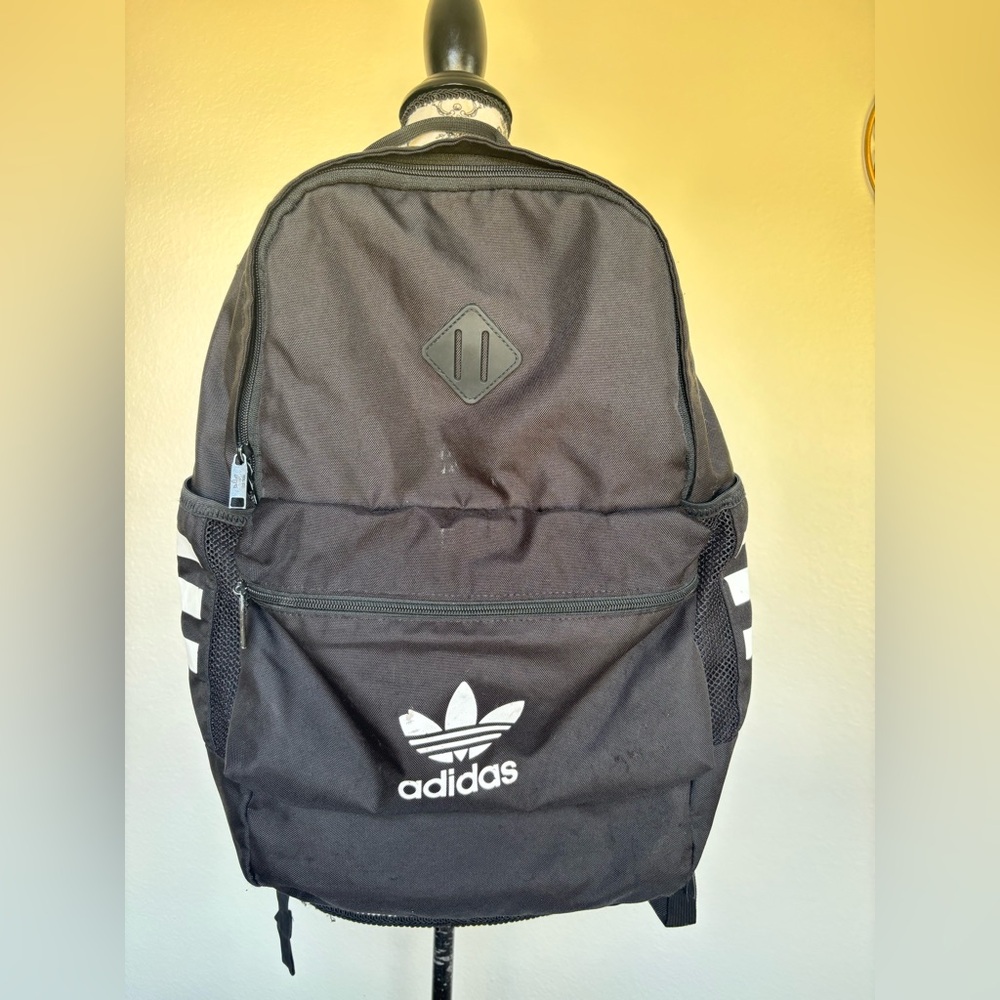 adidas Black Trefoil Logo Backpack with White Accents - Picture 3 of 13